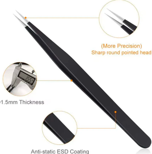 ชุดแหนบป้องกันไฟฟ้าสถิตย์ทำจากโลหะล้วนความแม่นยำสูง6ชิ้นสำหรับกำจัดและซ่อมแซมขนคิ้ว - Product Image 2