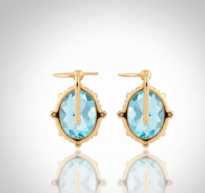 Pendientes de Topacio Azul de 10*14 mm con Circonita Cúbica para Mujer, Plata de Ley 925, Chapado en Oro de 18K, Joyería de Piedras Preciosas Colgantes, Regalo - Product Image 2