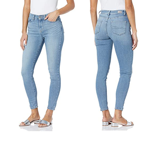 Pantalones vaqueros de cintura alta para mujer, pantalones vaqueros de color sólido, venta al por mayor, pantalones vaqueros ajustados personalizados a la moda para mujer, pantalones vaqueros transpirables - Product Image 1