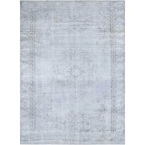 Tapis en laine bleu vintage noué à la main, motif médaillon rectangulaire abstrait, idéal pour la maison, le salon, le couloir, l'entrée et les chambres d'adolescents - Product Image 1