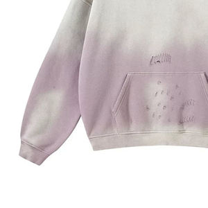 100% algodón 400 GSM peso pesado desgastado negro ácido lavado con capucha pulóver en blanco básico, sudaderas con capucha mezcladas de algodón - Product Image 6