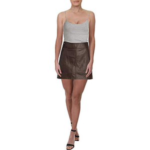 Falda plisada de cuero de cintura alta informal de estilo elegante de verano al por mayor - Product Image 6