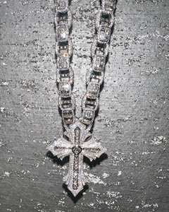 Colgante de Cruz personalizado de plata 925, Diamante de moissanita redondo, joyería de Hip Hop, collar con abalorio helado, regalo de cumpleaños - Product Image 3