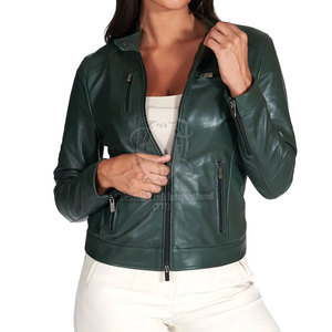 Vestes en cuir pour femmes tricotées personnalisées avec logo, faible MOQ, qualité supérieure, coupe-vent, écologiques, décontractées et élégantes - Product Image 4