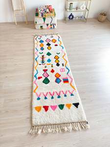 Tapis Berbère Géométrique en Laine Marocaine Beni Ourain Grand Tapis en Laine Véritable Tapis Berbère Authentique Personnalisé Style Boho - Product Image 3