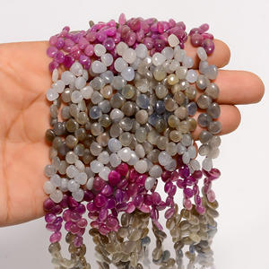 Cuentas de zafiro, cuentas lisas con forma de corazón de zafiro múltiple, cuentas de piedras preciosas de zafiro múltiple, cuentas de zafiro múltiple para la fabricación de joyas - Product Image 2