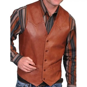 Nuevo Chaleco de Cuero Genuino para Hombre, Transpirable, Estilo Urbano, Cierre de un Solo Botón, para Invierno - Product Image 5