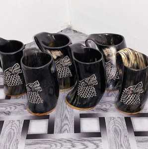 Handcrafted Viking <b>Horn</b> Mug Rustic Ceramic Ale Tankard for Beer Unique Business Gift for Men Norse <b>Fans</b> Medieval Lovers Logo - Product Image 2