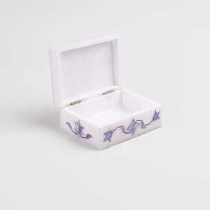 Boîte de rangement pour bijoux en marbre bleu de luxe, durable, 10x4.5x7.5cm - Product Image 1