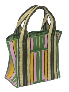Vente en gros de sacs fourre-tout à rayures en plastique recyclé personnalisés sacs à provisions durables réutilisables écologiques fabriqués en nylon durable - Product Image 4