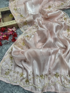 Dernière exclusivité indienne traditionnelle lourde soie douce broderie Saree avec Zari séquence travail élégant mariée fête de mariage porter - Product Image 5