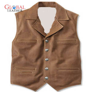 Chaleco de piel de oveja auténtica de alta calidad para hombre, chaleco informal con cremallera, impermeable, a prueba de viento, transpirable, servicio OEM de lona - Product Image 1