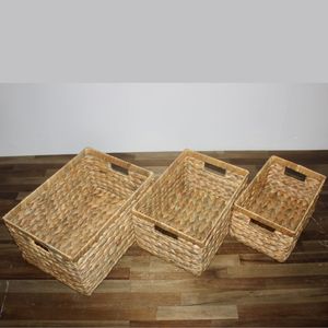 Natural Water Hyacinth Vintage Multifunction Plant Fiber <b>Storage</b> <b>Baskets</b> for Decoration and Organization - Product Image 5