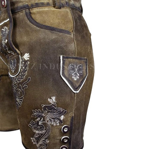 Pantalones cortos de cuero bávaro al por mayor ligeros Pantalones cortos de cuero bávaro cómodos Pantalones cortos bávaros de cintura elástica - Product Image 3