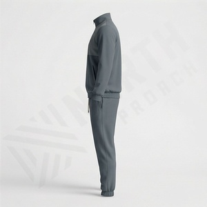 Vêtements de sport de qualité supérieure Gym Fitness Tech Fleece Entraînement Hommes Ensemble deux pièces Survêtement Jogging Costume Couleur contrastée Vêtements de sport - Product Image 3