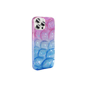Coque de protection en silicone Netzy 3D à motif pailleté SAFA Hacar pour iPhone 14 Pro Max, protection de téléphone portable en PC, rose et bleu - Product Image 1