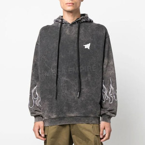 Servicio OEM Sudaderas con capucha de lavado ácido de invierno con logotipo personalizado Cuello con capucha de color sólido ligero Mejor diseño al por mayor - Product Image 2