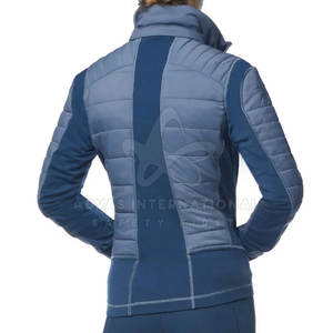 Chaqueta de burbujas con capucha sólida de invierno informal para mujer, gruesa con cremallera frontal, forro de nailon transpirable, tela de punto - Product Image 4