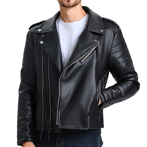 Venta al por mayor al aire libre nuevo estilo desgastado PU cuero ecológico impermeable Stand Collar alta calidad casual chaquetas de cuero hombres - Product Image 4