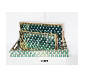 Accueil Décoration de table Plateau alimentaire de luxe Plateaux en laiton moulé d'aluminium Design feuille - Product Image 3