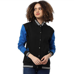 แจ็กเก็ตเบสบอลสำหรับผู้ชายและผู้หญิงแจ็กเก็ตผ้าวูลสีพื้นแบบลำลองสำหรับฤดูหนาวทำตามสั่ง - Product Image 3