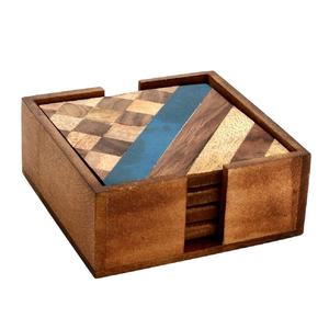 Vente en gros de sous-verres carrés et ronds en bois d'acacia et résine personnalisés pour la cuisine tapis de tasse en noyer sous-verre en bois pour boissons - Product Image 1