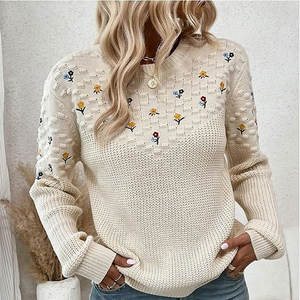 Suéter de Moda para Mujer, Bordado, Ligero, Estilo Urbano y Elegante - Product Image 6