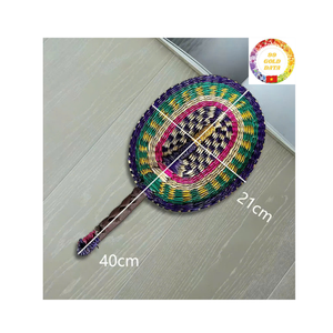 Ventilador de mano de algas marinas hecho a mano decorativo ventilador tejido de paja de hoja de palma de bambú ecológico para regalo de boda y hogar - Product Image 5