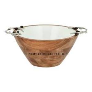 Juego de cuencos de madera rústica de diseño intrincado para ensaladas, sopas, fiestas que presentan bellamente otras comidas - Product Image 3