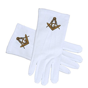 Etiqueta privada Caballeros Templarios Regalia Guantes Diseños personalizados Bordado a máquina Guantes masónicos de cuero - Product Image 3