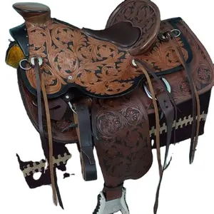 2026 Handmade Horse <b>Cow</b> Leather Western Big Horn Barrel Racing Horse Saddle Portable Horse Riding Saddle Silver Show Saddle - Product Image 1