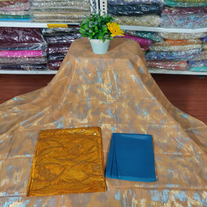 Ensemble somalien Fransawi Dirac inégalé en tissu de soie chiffon 100% - Séchage rapide et écologique avec motif pailleté pour vêtements de mariage - Product Image 1