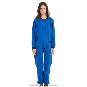 ชุดนอนผู้หญิงจั๊มสูทแบบไม่มีฮู้ดกระเป๋ามีซิปวันซี่ชุดนอนชิ้นเดียวสีพื้นชุดนอนแขนยาวชุดนอนใส่อยู่บ้าน - Product Image 6