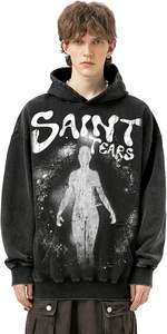 Sudadera con Capucha Unisex con Estampado Gráfico de Ángel en 3D, Sudadera de Algodón, Sudadera Vintage de Peso Pesado, Sudadera con Capucha Hip Hop, Sudaderas con Estampado - Product Image 3