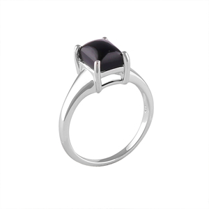 Natural Black Onyx Solitaire <b>Ring</b> for Women 925 Sterling <b>Silver</b> <b>Emerald</b> Oval Cut Geometric Hip Hop Everyday Wear Shah Gems - Product Image 2