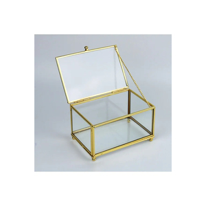 Boîte à alliances vintage rectangulaire en laiton et verre, boîte à bijoux en laiton et verre, organisateur de bijoux, meilleure boîte en laiton et verre pour bijoux - Product Image 5
