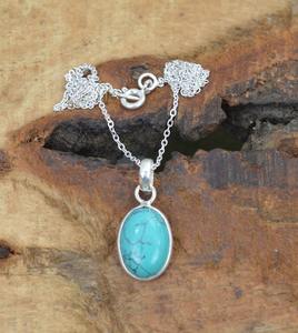 925 argent Sterling Turquoise pierres précieuses pendentif bijoux à la main en argent Boho Style pendentif bijoux pour femmes cadeau de mariage femme - Product Image 4