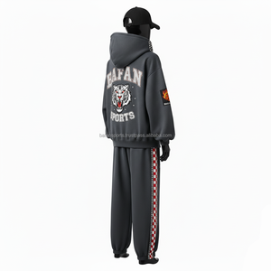 Chándal de gran tamaño para mujer, tela de lana pesada GSM, Color gris, logotipo personalizado bordado, ropa de calle, conjunto deportivo, chándales de talla grande - Product Image 5