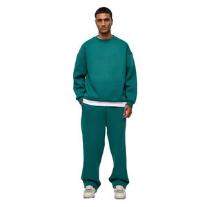 Men 2-Piece Set 100% Cotton <b>Crewneck</b> Sweatshirt Sweatpants Streetwear Front Digital Print Thick Fleece High Quality Tracksuit - Product Image 1