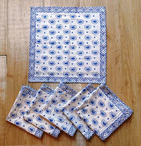 Dessous de verre à thé matelassé en coton en tissu imprimé bloc durable et durable avec bord passepoil, marmites à boissons chaudes, tapis, accessoires de table - Product Image 2