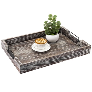 Plateau en bois fait main de couleur noyer chaud avec une forme rectangulaire élégante et un design unique idéal pour la décoration intérieure et les divertissements - Product Image 4