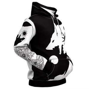 Fabricante al por mayor respetuoso con el medio ambiente transpirable 350g poliéster/algodón hombres casual pulóver con capucha color bloque de punto personalizado - Product Image 2