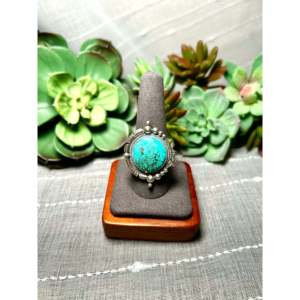 Daniel Benally Kingman Turquoise & Sterling <b>Silver</b> <b>Statement</b> <b>Ring</b> Size 9.75 Fine Jewelry with Rhodium Plating Everyday Wear - Product Image 1