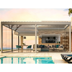 Basse quantité minimale <span class=keywords><strong>de</strong></span> commande extérieure 6*3 Pergolas <span class=keywords><strong>De</strong></span> Aluminio étanche <span class=keywords><strong>piscine</strong></span> Pergola Bioclimatique aluminium avec lumières LED et <span class=keywords><strong>rideau</strong></span> pare-soleil - Product Image 5