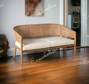 Diseño de lujo Cómodo Love Seat Dos asientos Diseño moderno Sofá de bambú natural Cómodos juegos de Muebles personalizados - Product Image 2