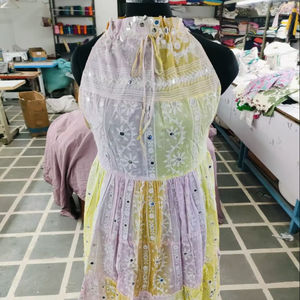 Robe courte de plage à col halter style bohème pour femme, imprimé tribal, avec broderie de miroirs scintillants, tunique de bord de piscine - Product Image 1