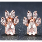 Orecchini a Forma di Zampa in Oro Rosa 14K e Argento Sterling con Cristalli Taglio Pera, Earcuff a Forma di Animale per Regalo - Product Image 6