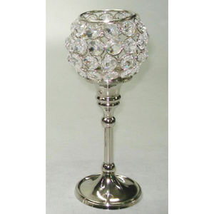 Juego de portavelas de cristal clásico de 3 cuentas de plata de gran tamaño de forma redonda elegante candelabro para interiores y exteriores soporte de cera - Product Image 4