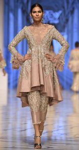 TRENDY 2023 Indian and Pakistani Beautiful Embroidery on Lace Decorated Peplum with Pant Dress for Party or Wedding Wear - Product Image 2