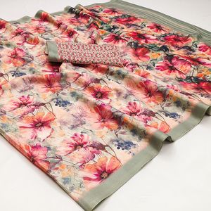 Exclusivo diseñador Look Saree con elegante blusa estampada Sari elegante étnico última moda Indian Boutique Party Wear - Product Image 3